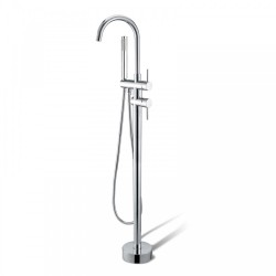Euro Round Chrome Freestanding Bath Mixer Taps With Hand held Shower Tapware Bathtub Filler 